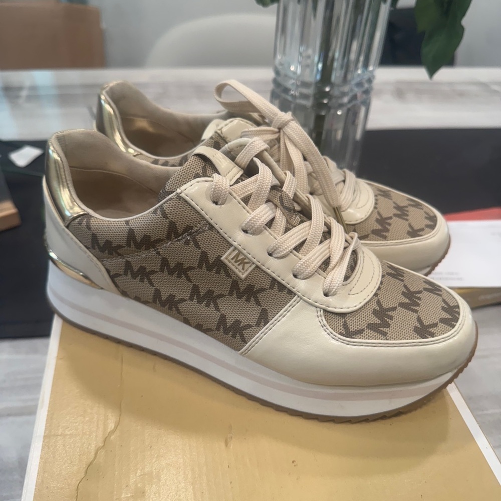 Michael Kors Cream and Gold Women's Raina Sneakers
